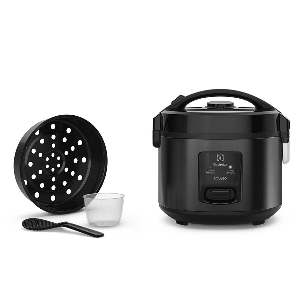 Panela de Arroz Elétrica Electrolux 2L Efficient  Visor Glass por Rita Lobo ERC10 Preto 220V