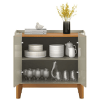 Balcão Buffet Flip Patrimar 86cm 2 Portas Off White e Cinamomo