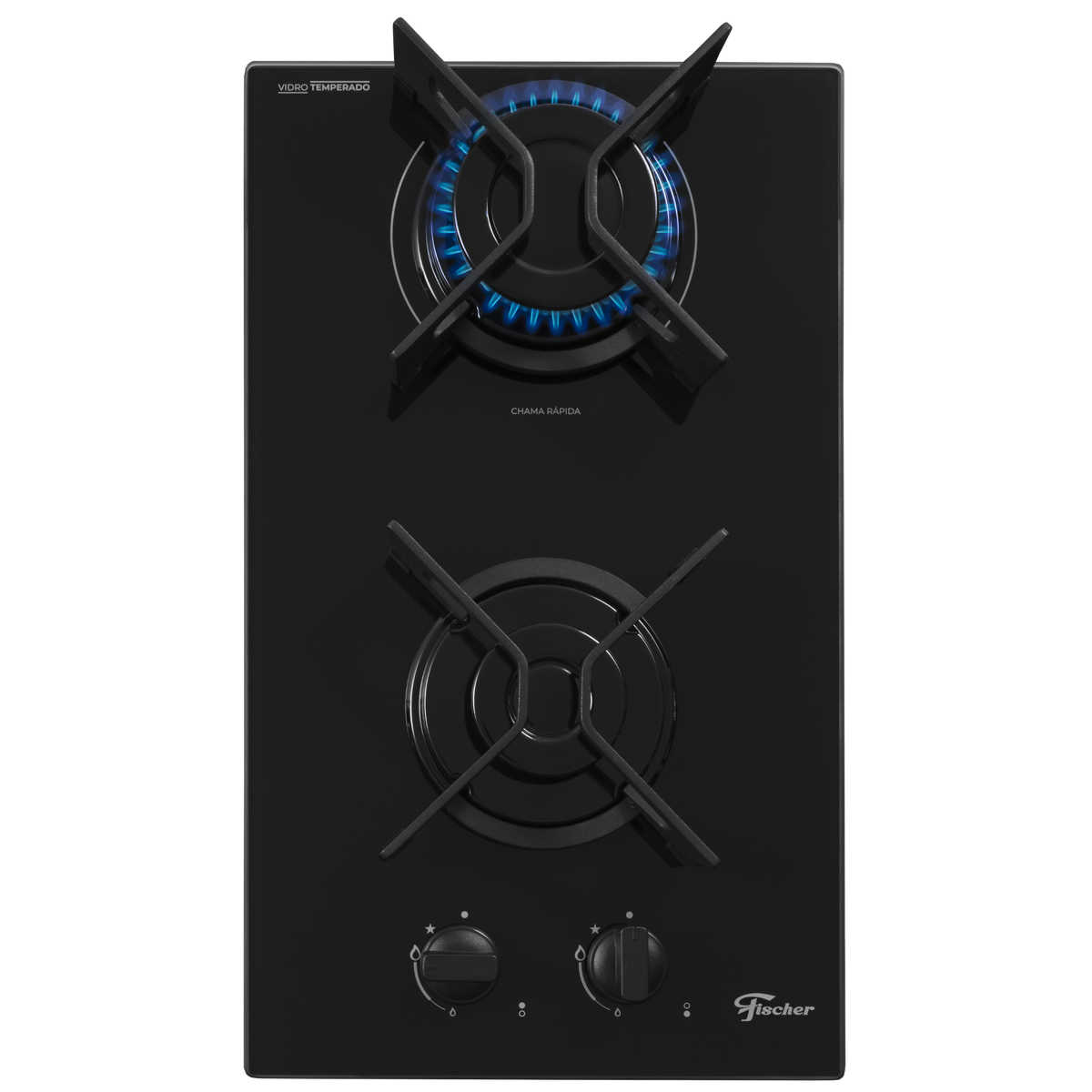Cooktop à Gás Fischer 2 Bocas Fit Line Trempe Iron Preto Bivolt