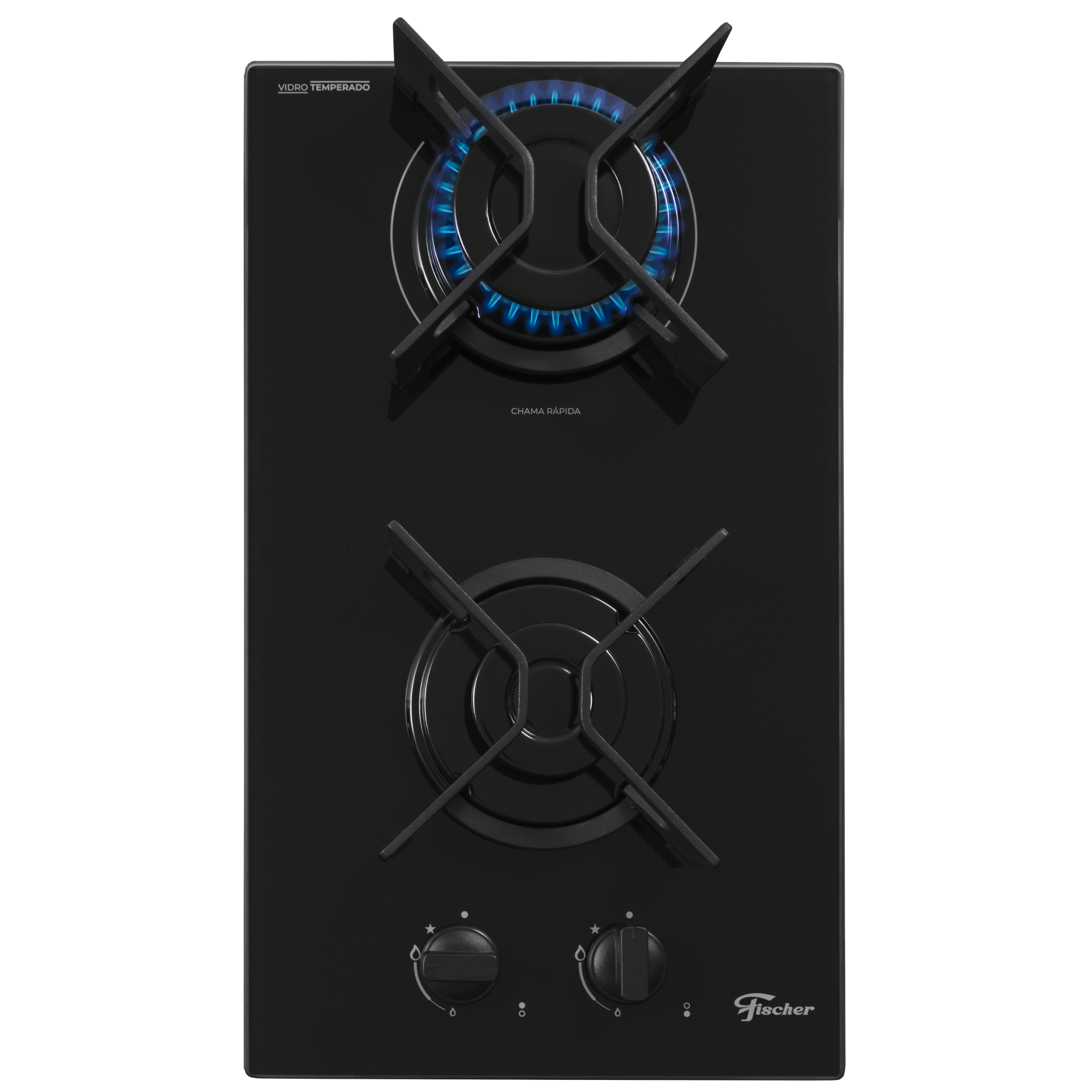 Cooktop à Gás Fischer 2 Bocas Fit Line Trempe Iron Preto Bivolt