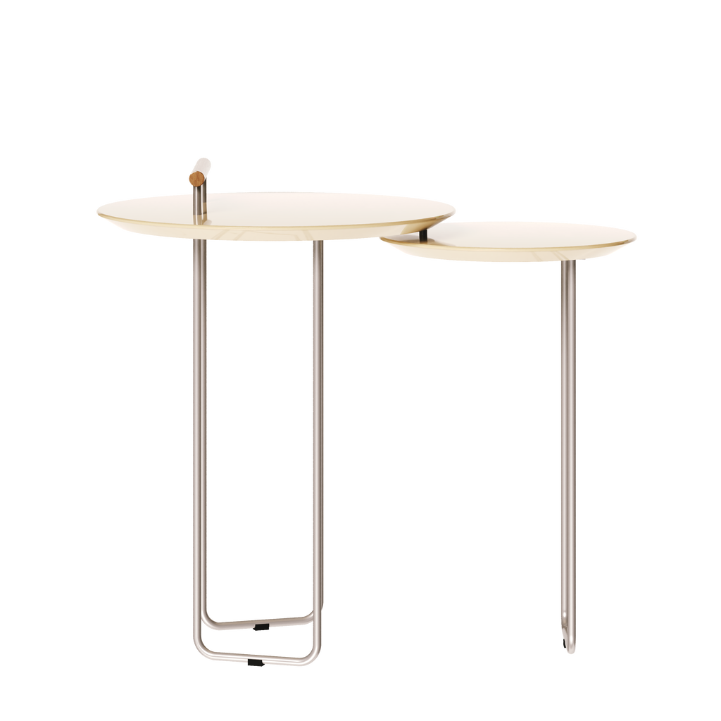 Mesa Dupla Side Lateral Imcal Pés em Metal Off White