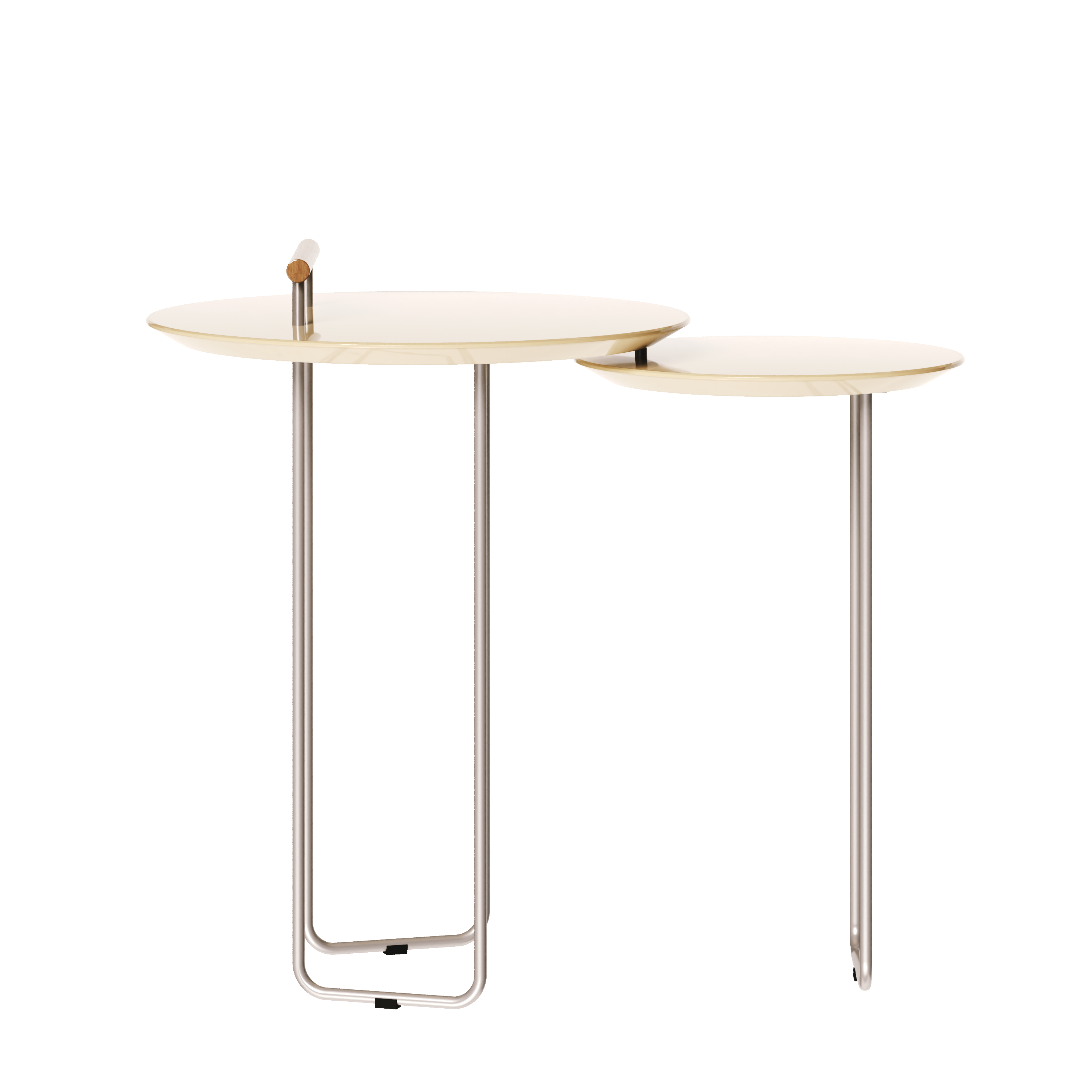 Mesa Dupla Side Lateral Imcal Pés em Metal Off White