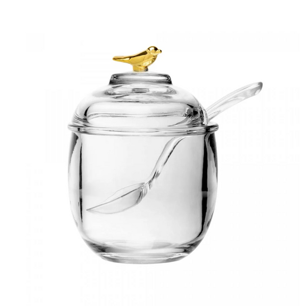 Açucareiro com Colher  Rojemac Golden Bird  Cristal Ecológico 150ml