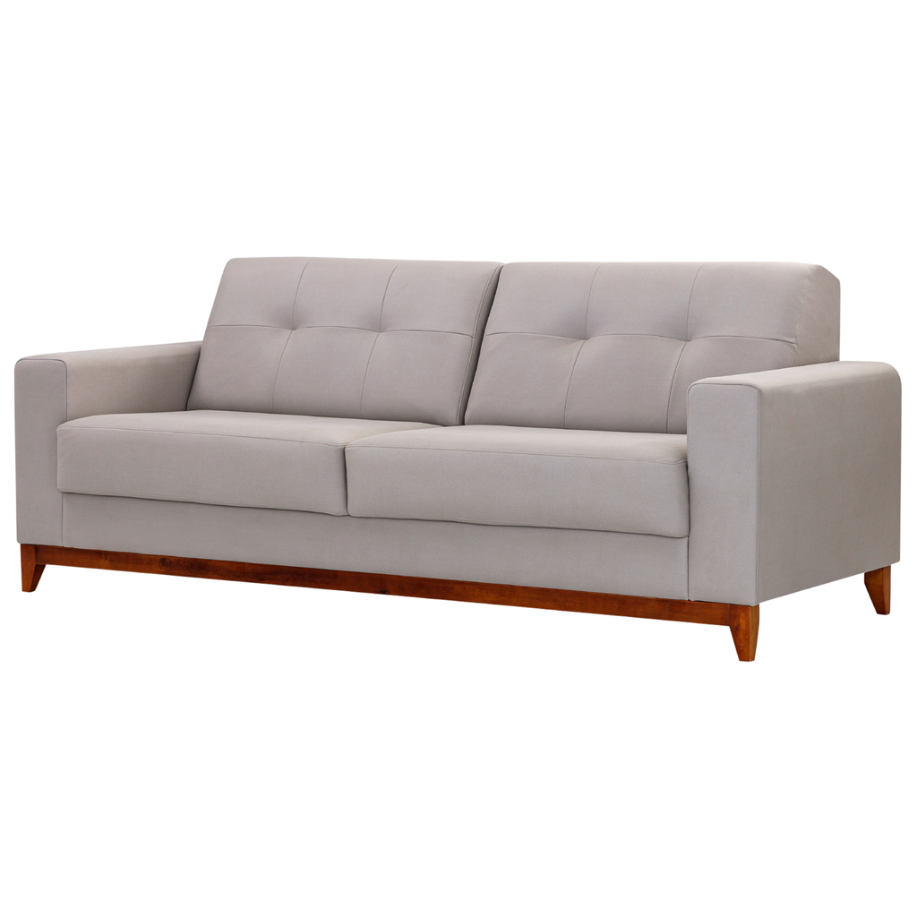 Sofá Living MH4219 240cm Herval 2 Assentos Base Madeira Cinza Claro