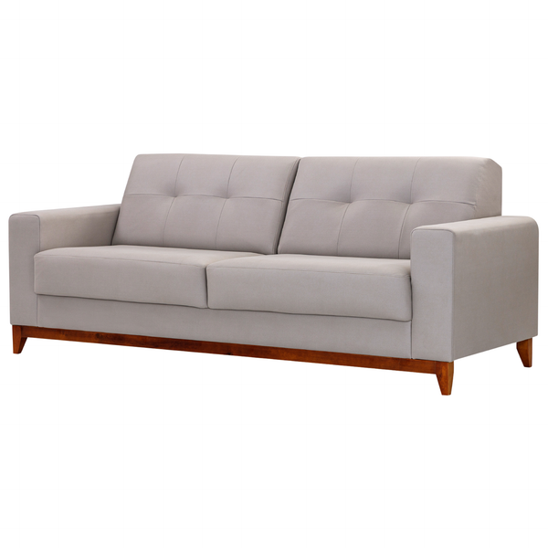 Sofá Living MH4219 240cm Herval 2 Assentos Base Madeira Cinza Claro