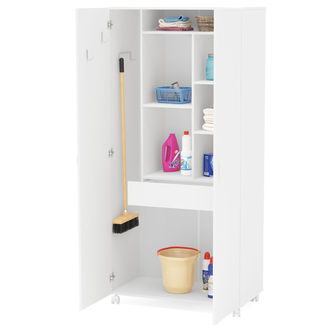 Armário Multiuso São Paulo Politorno Lavanderia 2 Portas 90cm Branco