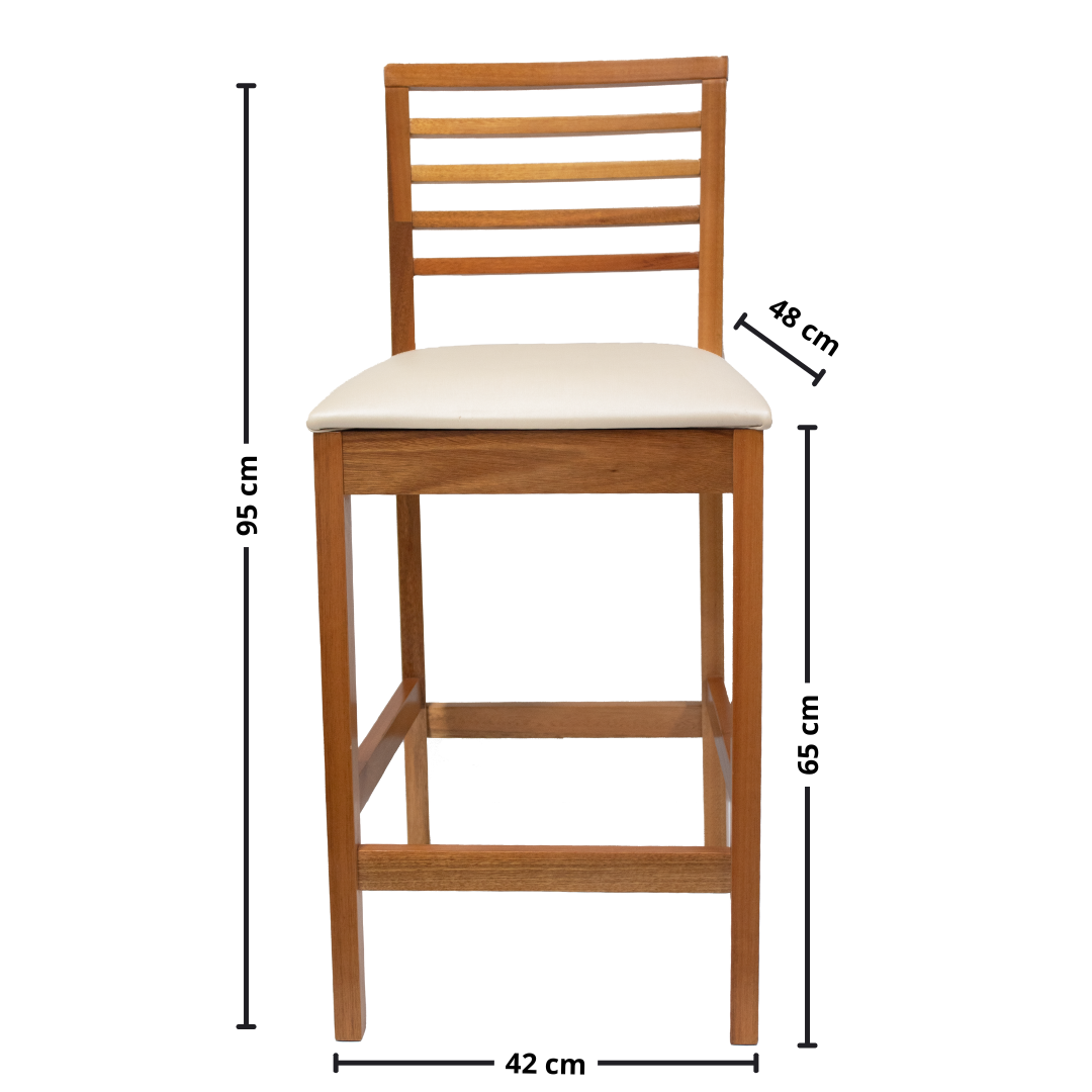 Banqueta Eco Artsoli Castanho Claro com Encosto Ripado Bege Facto