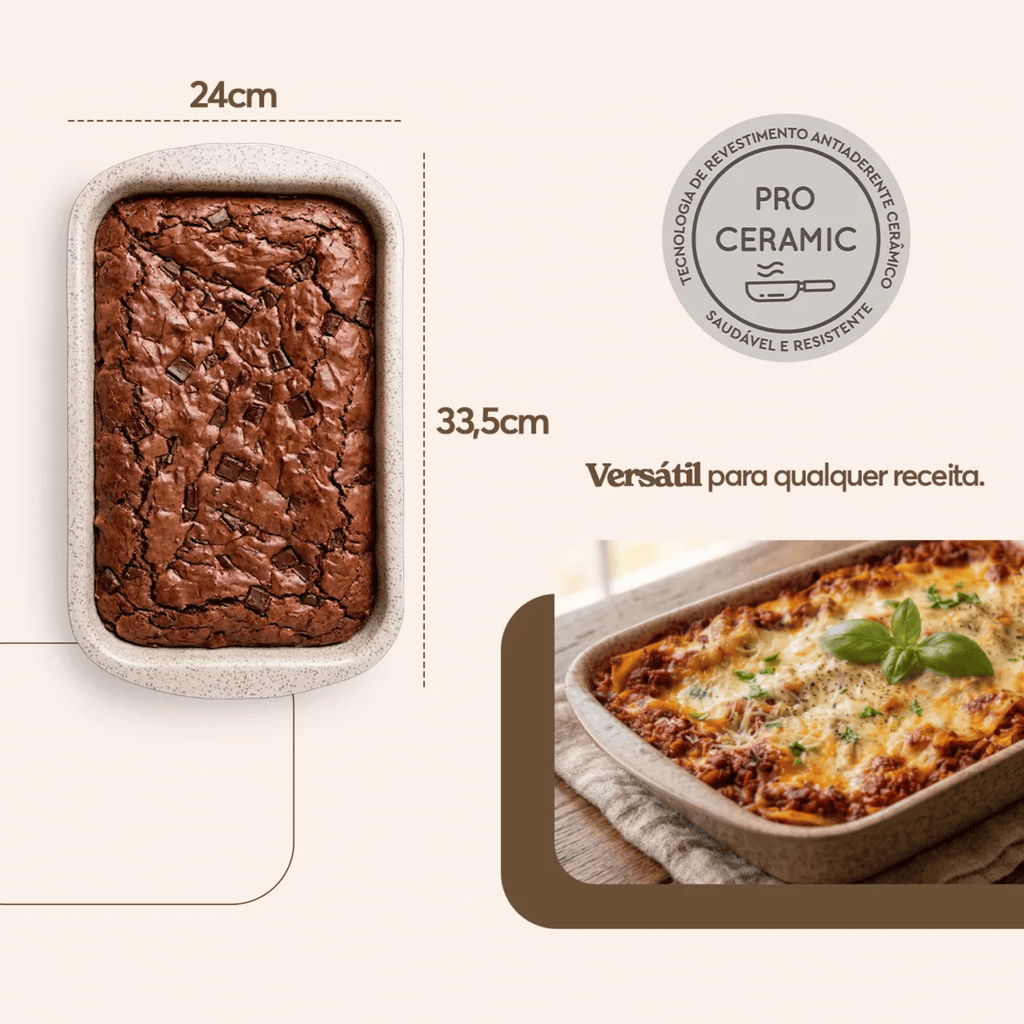 Assadeira Brinox Ceramic Life Bakeware Retangular Vanilla