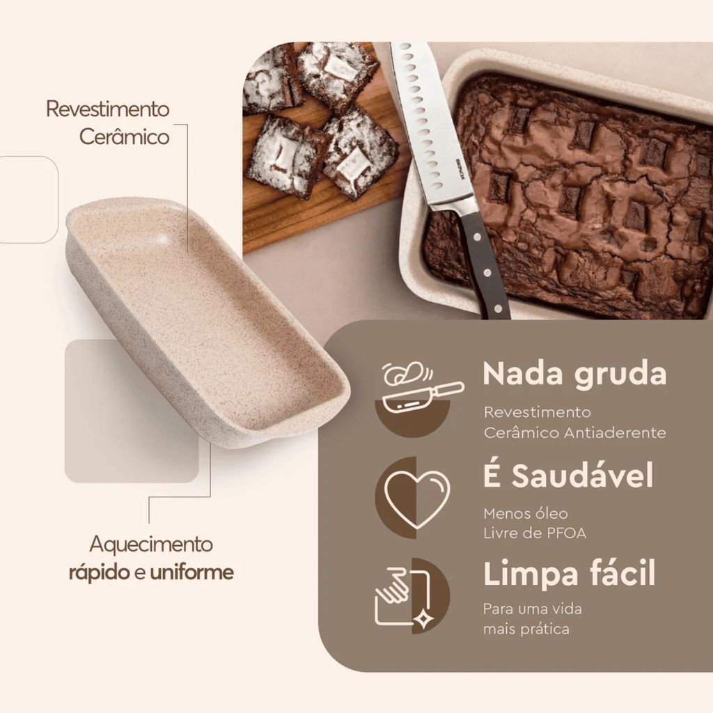 Assadeira Brinox Ceramic Life Bakeware Retangular Vanilla