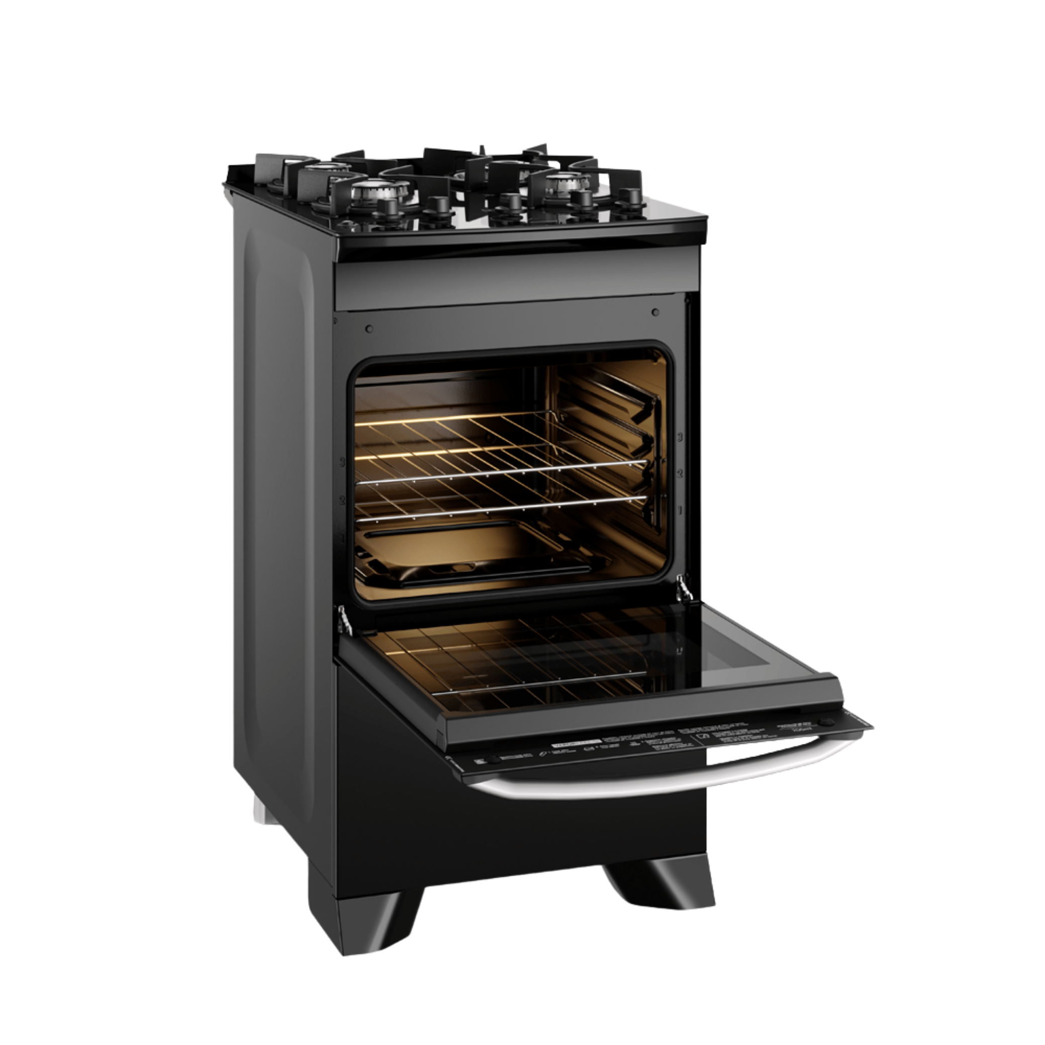 Fogão 4 Bocas Electrolux Efficient FE4GB Piso Mesa Vidro Tripla Chama PerfectCook Preto Bivolt