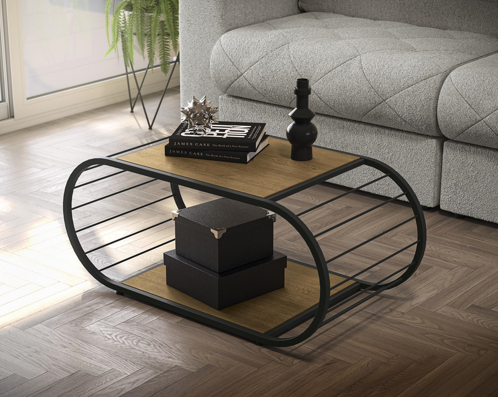 Mesa de Centro Retangular Kappesberg 90x50 Freijó e Preto