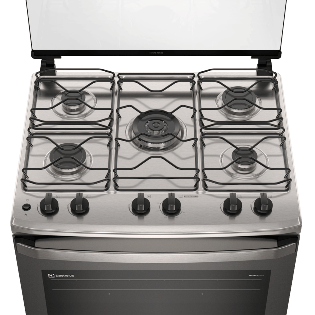 Fogão 5 Bocas Electrolux Efficient FE5IG Piso Mesa de Inox PerfectCook e VaporBake Cinza Bivolt