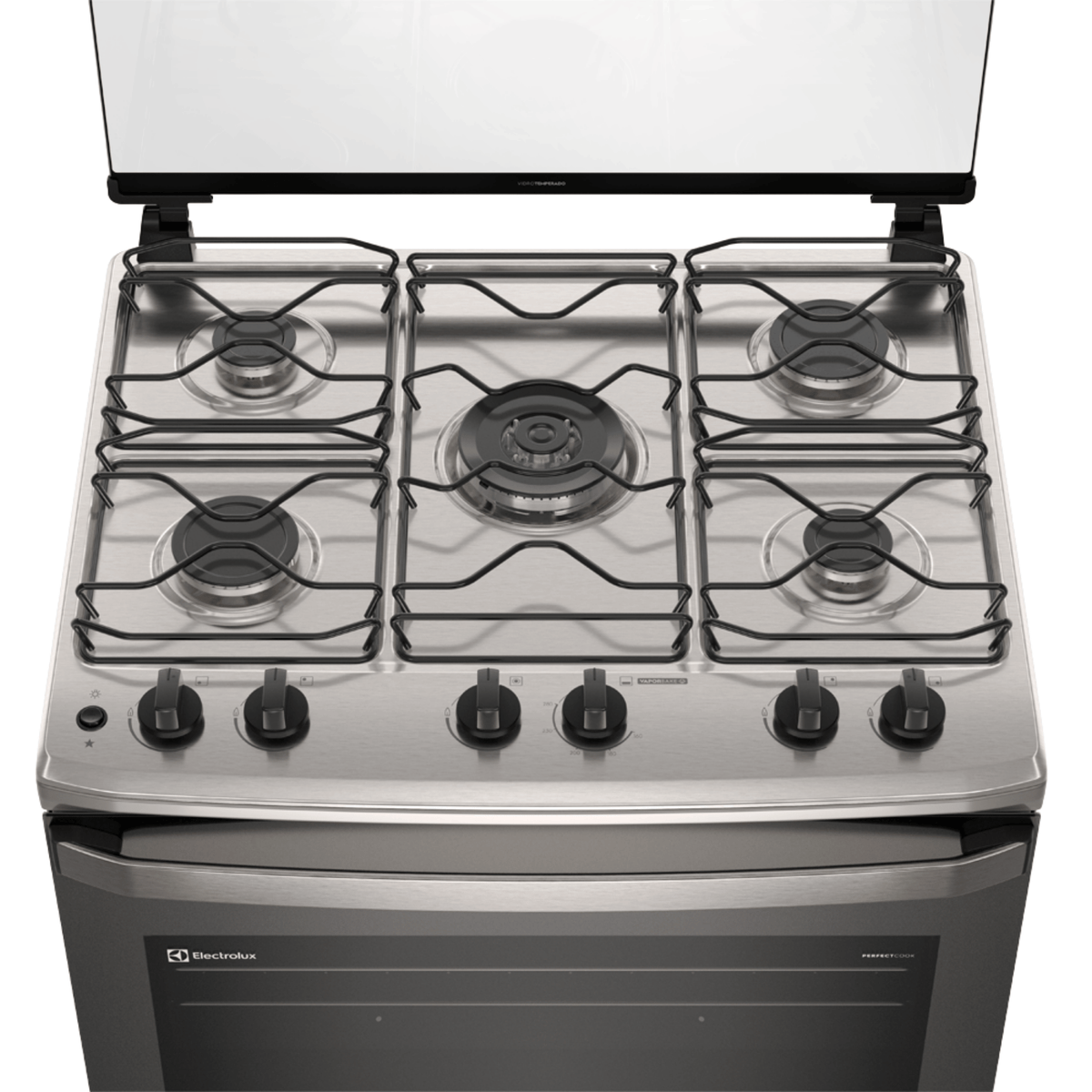 Fogão 5 Bocas Electrolux Efficient FE5IG Piso Mesa de Inox PerfectCook e VaporBake Cinza Bivolt