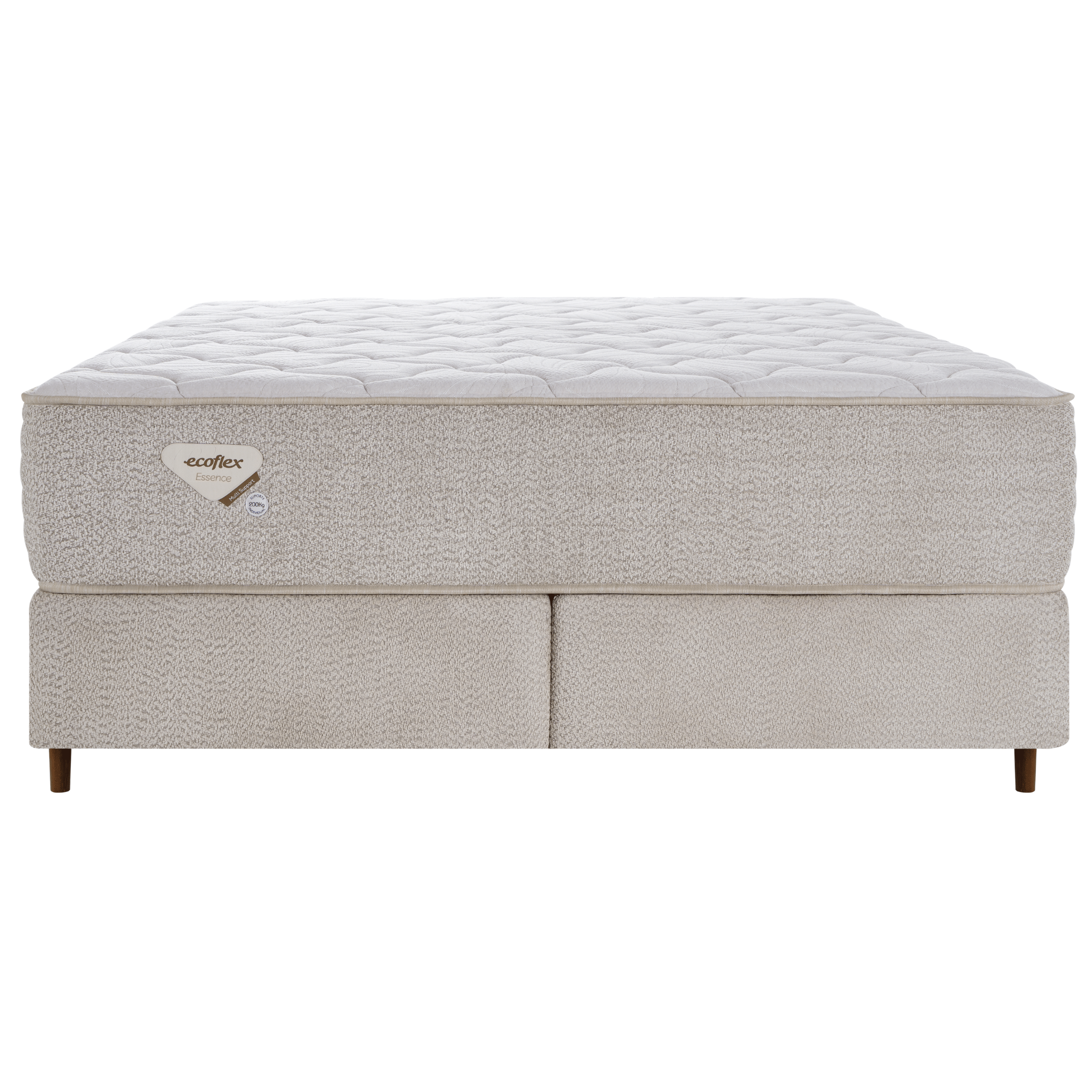 Conjunto Cama Box Multi Suportt Queen Ecoflex 158x198x57cm Miracoil Bouclê Bege