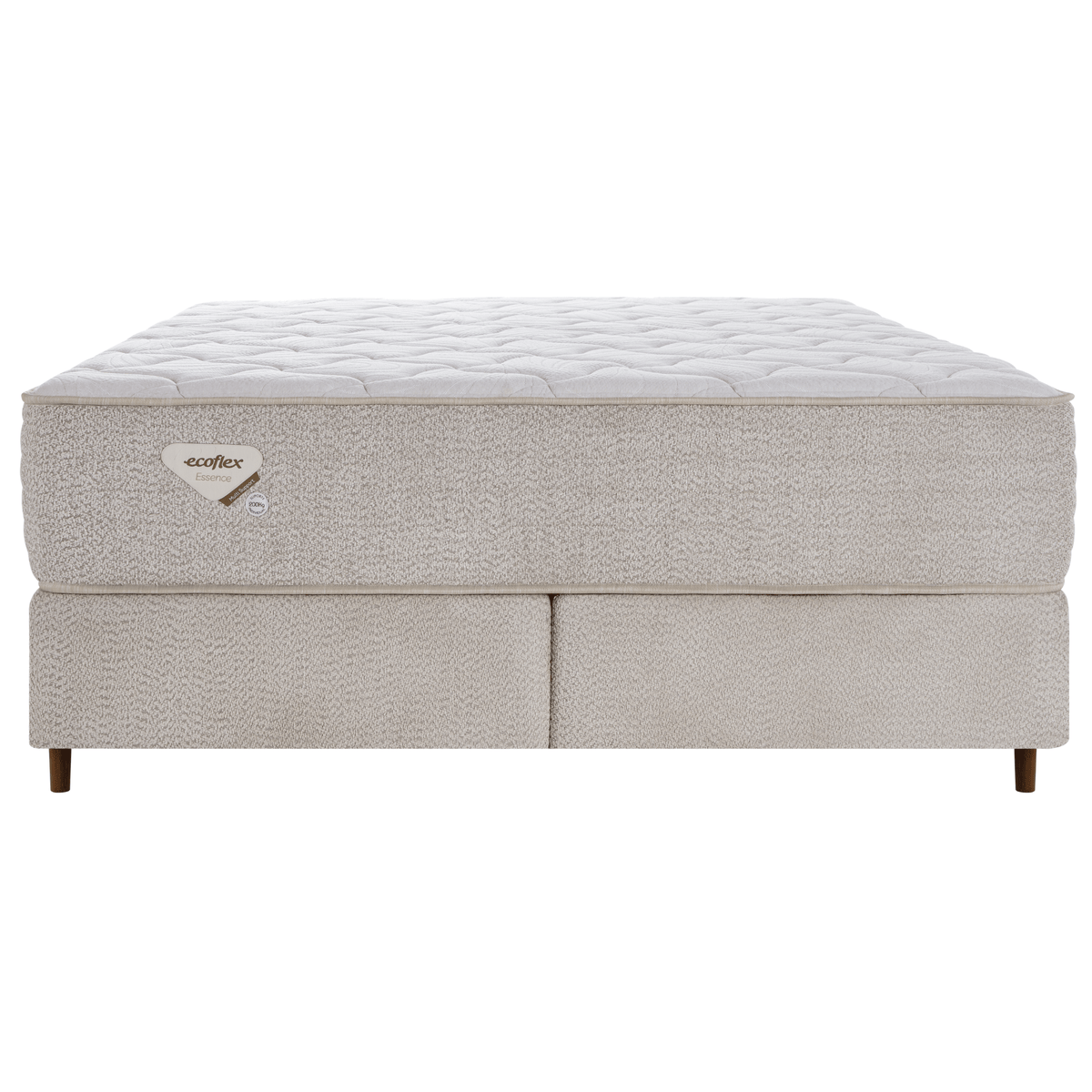 Conjunto Cama Box Multi Suportt Queen Ecoflex 158x198x57cm Miracoil Bouclê Bege
