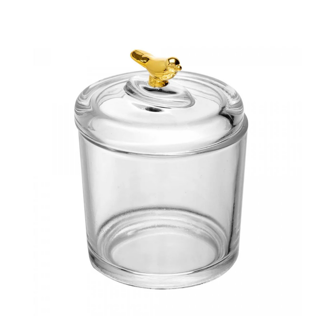 Pote com Tampa Rojemac Golden Bird Cristal Ecológico 8,5x11,5cm