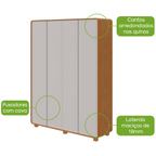 Roupeiro Loop Lopas 184cm 100% MDF 4 Portas com Pés Amêndoa e Off White