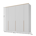 Roupeiro Logan Mambel 240cm 100% MDF 6 Portas Branco e Olmo