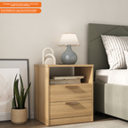Mesa de Cabeceira Divino Mambel 100% MDF 2 Gavetas Olmo