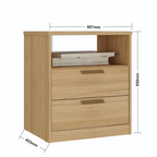 Mesa de Cabeceira Divino Mambel 100% MDF 2 Gavetas Olmo