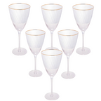 Jogo de 6 Taças para Vinho Rojemac  Borda Dourada Lines 400ml