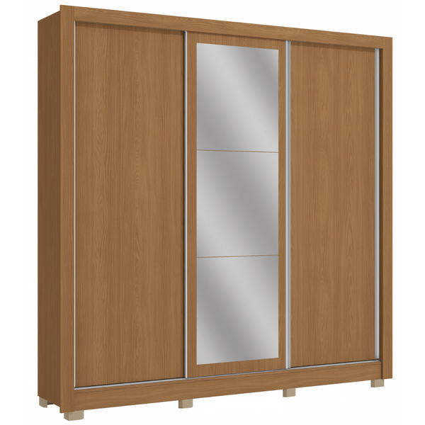 Roupeiro CB07M570 Kappesberg 223cm 3 Portas Flex com Espelho Canela e Off White