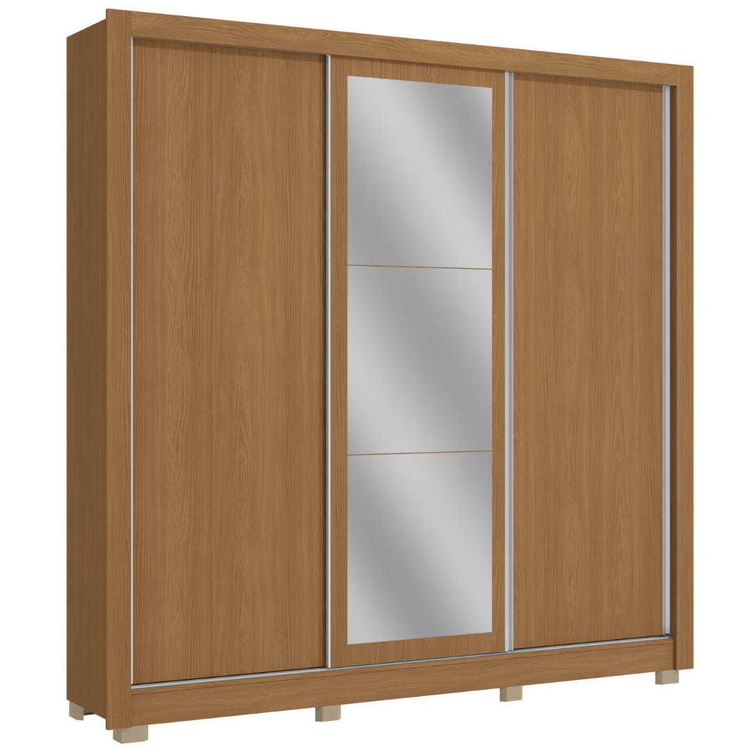 Roupeiro CB07M570 Kappesberg 223cm 3 Portas Flex com Espelho Canela e Off White
