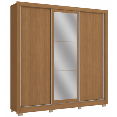 Roupeiro CB07M570 Kappesberg 223cm 3 Portas Flex com Espelho Canela e Off White