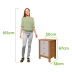 Mesa de Cabeceira Maggiore Lopas 3 Gavetas Amêndoa e Off White