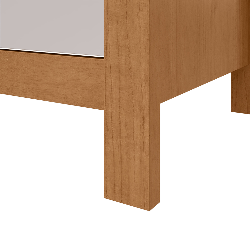 Mesa de Cabeceira Maggiore Lopas 3 Gavetas Amêndoa e Off White