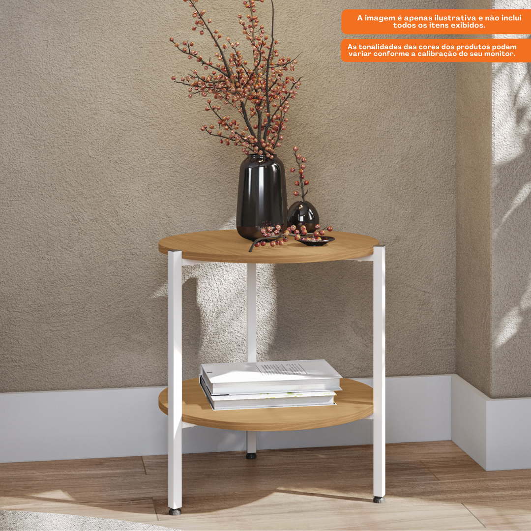 Mesa Apoio Kappesberg 47cm LI017 Canela/Branco