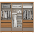 Roupeiro Imperial Henn 100% MDF 260cm 6 Portas 3 Gavetas Cinamomo e Avelã
