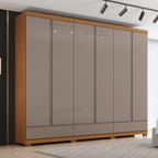 Roupeiro Imperial Henn 100% MDF 260cm 6 Portas 3 Gavetas Cinamomo e Avelã