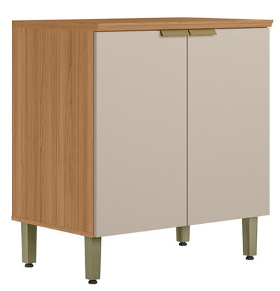 Balcão de Cozinha Selene Linea 100% MDF 2 Portas 80cm Jequitibá e Off White