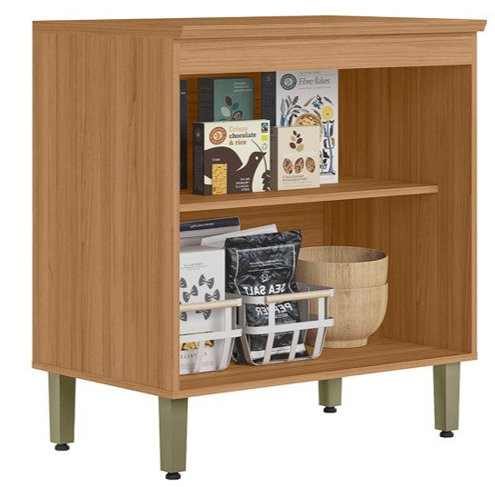 Balcão de Cozinha Selene Linea 100% MDF 2 Portas 80cm Jequitibá e Off White