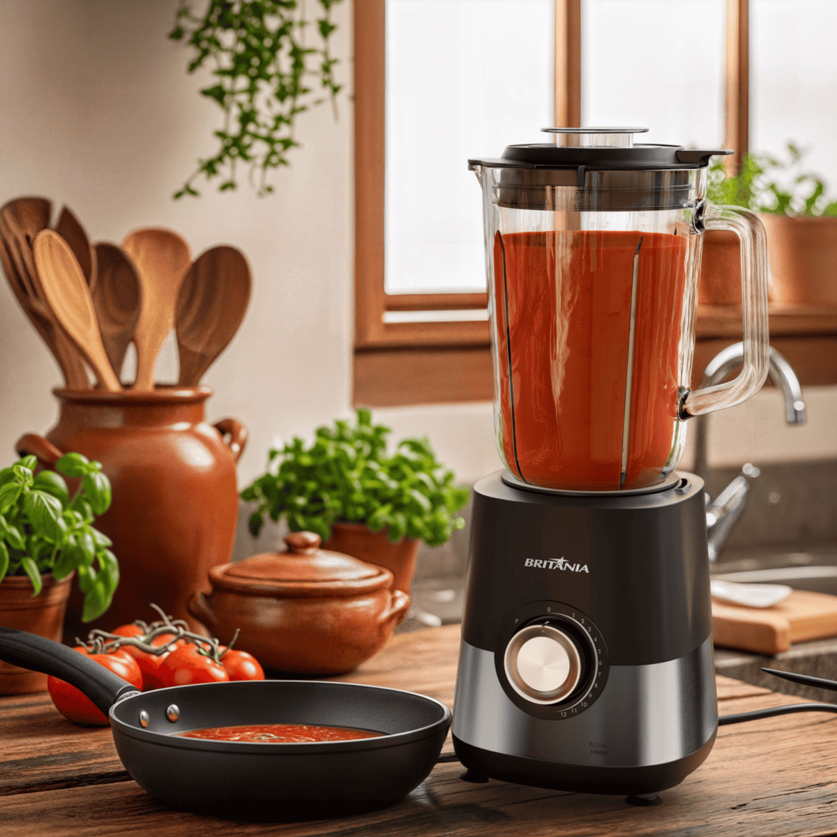 Liquidificador Britania 2,3L BLQ14A Jarra em Vidro 1400W Inox 220V