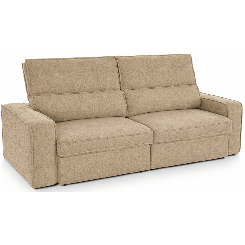 Sofá Perseu 206cm Matielo 2 Assentos Retráteis com Encostos Reclináveis Linho Cappuccino