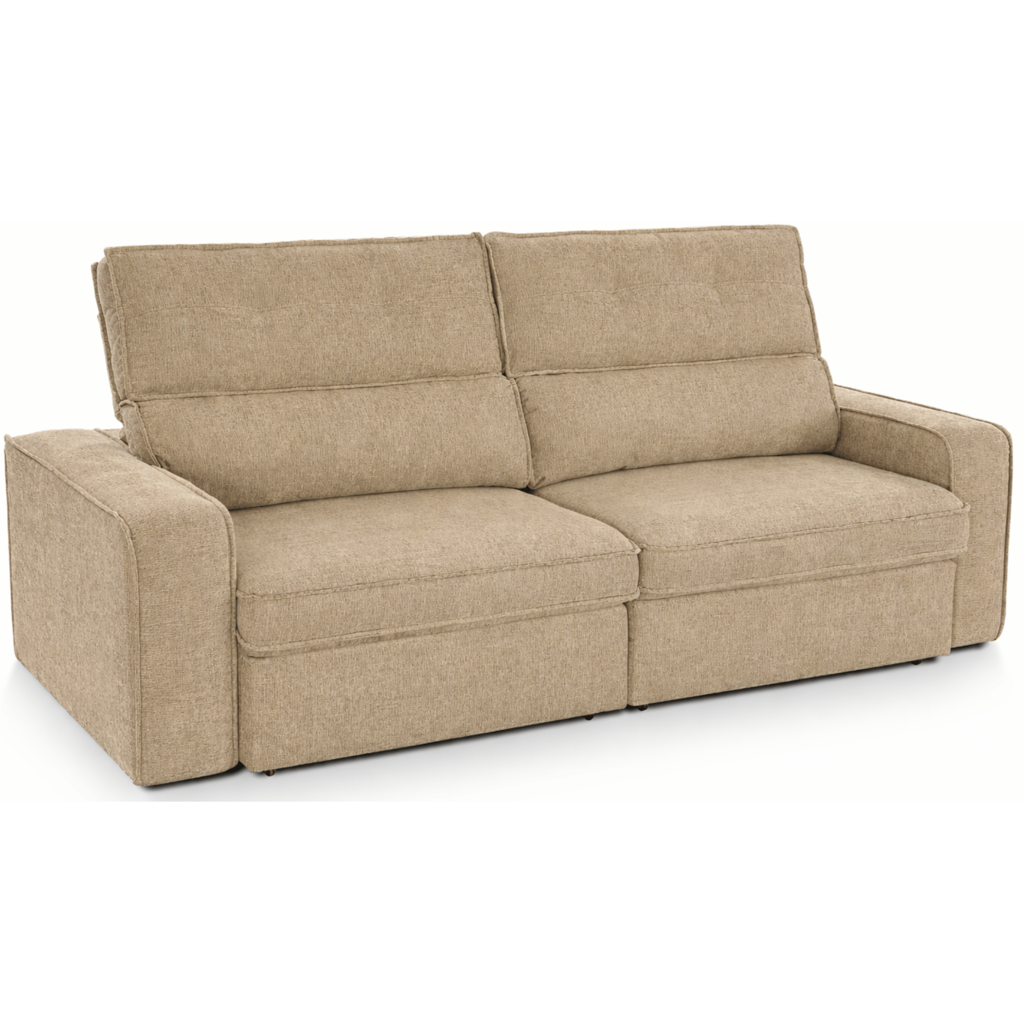 Sofá Perseu 206cm Matielo 2 Assentos Retráteis com Encostos Reclináveis Linho Cappuccino