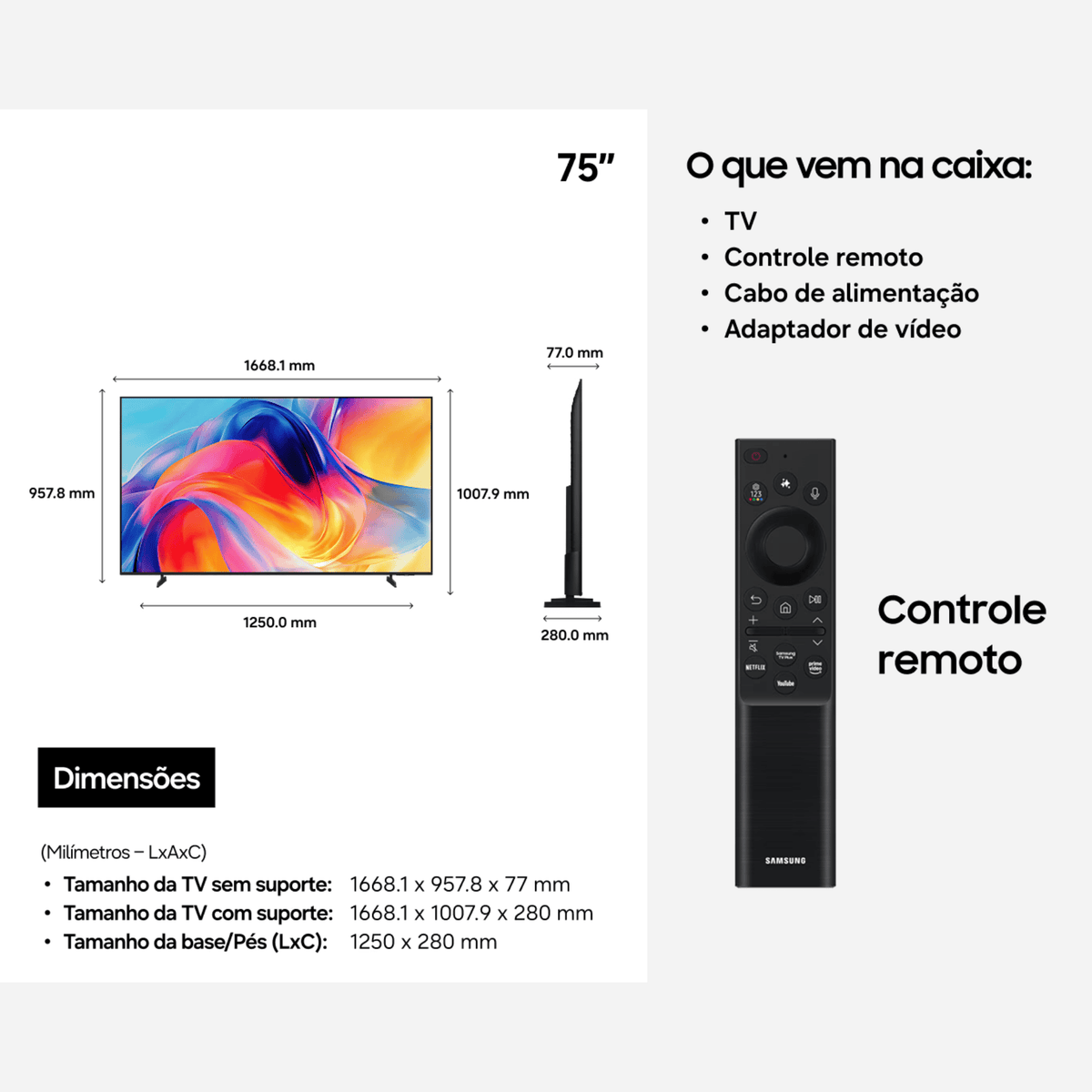 Smart TV Mini LED 75" 4K Samsung M75H Vision AI Bivolt