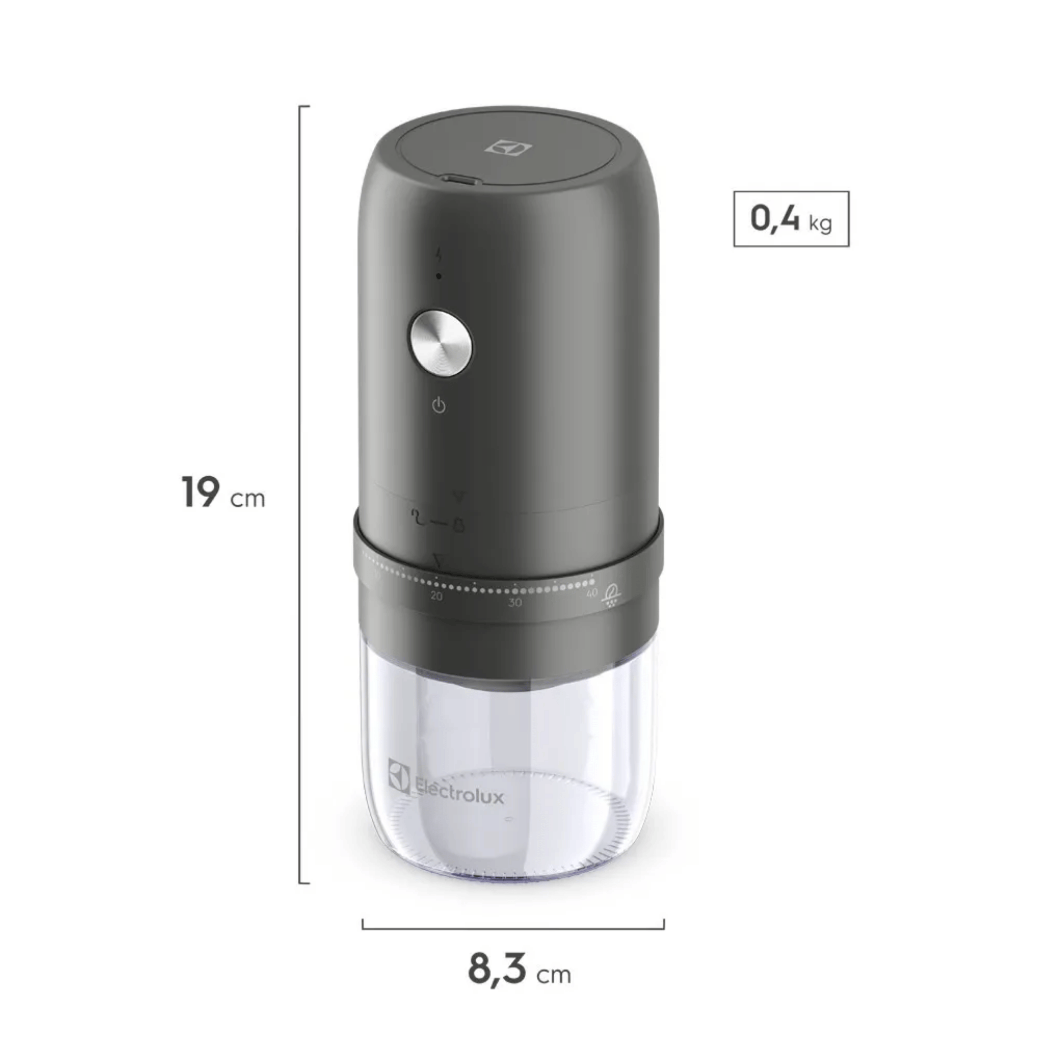Moedor de Café Elétrico Electrolux Portátil EZY01 Preto Bivolt