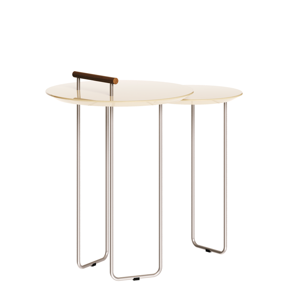Mesa Dupla Side Lateral Imcal Pés em Metal Off White