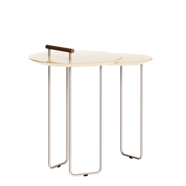 Mesa Dupla Side Lateral Imcal Pés em Metal Off White