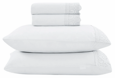 Jogo de  Roupa de Cama Casal  4 Peças  Hedrons Toque de Algodão Rendas Branco