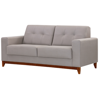 Sofá Living MH4219 210cm Herval 2 Assentos Base Madeira Cinza Claro