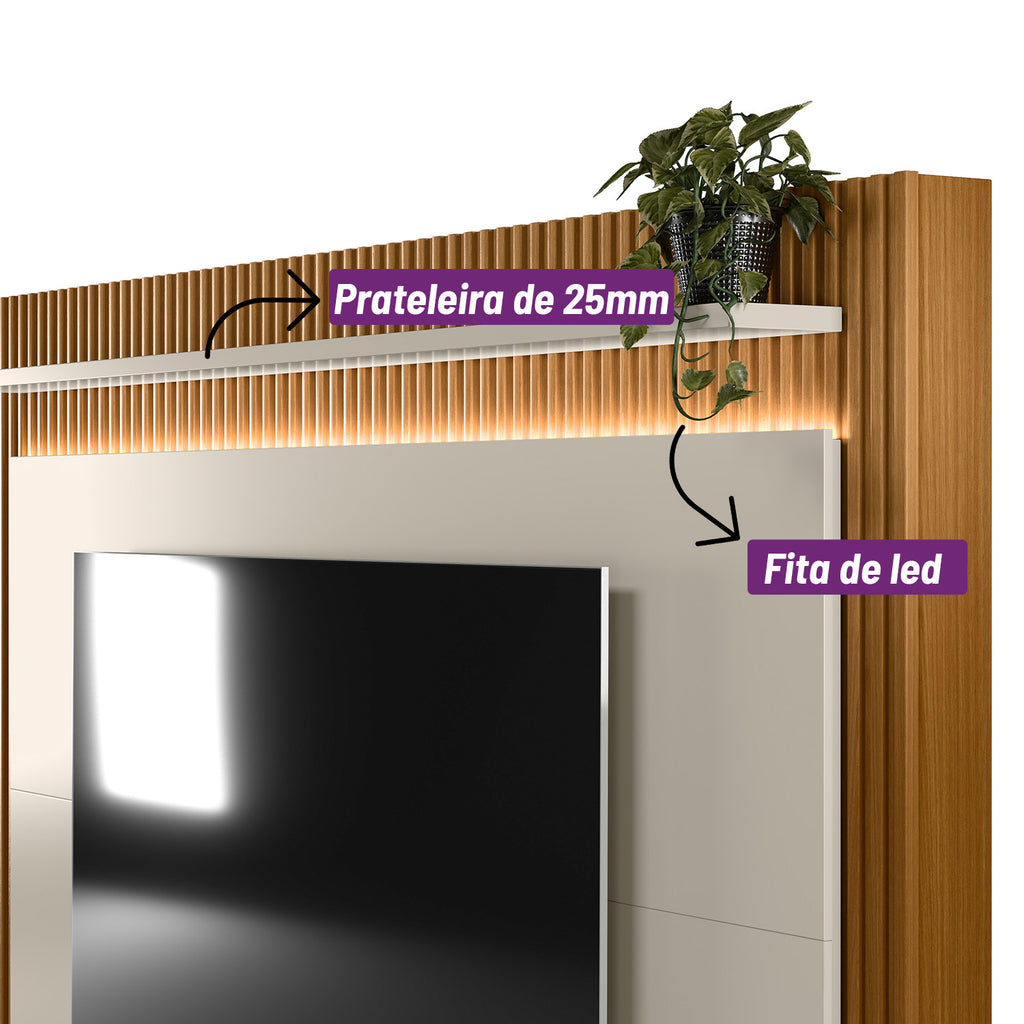 Home Guararapes Linea para TV 75'' com Led Nature e Off White
