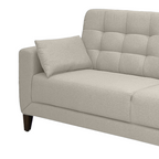 Sofá Living Vogue 210cm Linoforte 2 Assentos Pé de Madeira Linho Cinza