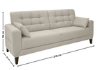 Sofá Living Vogue 210cm Linoforte 2 Assentos Pé de Madeira Linho Cinza