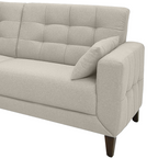 Sofá Living Vogue 210cm Linoforte 2 Assentos Pé de Madeira Linho Cinza