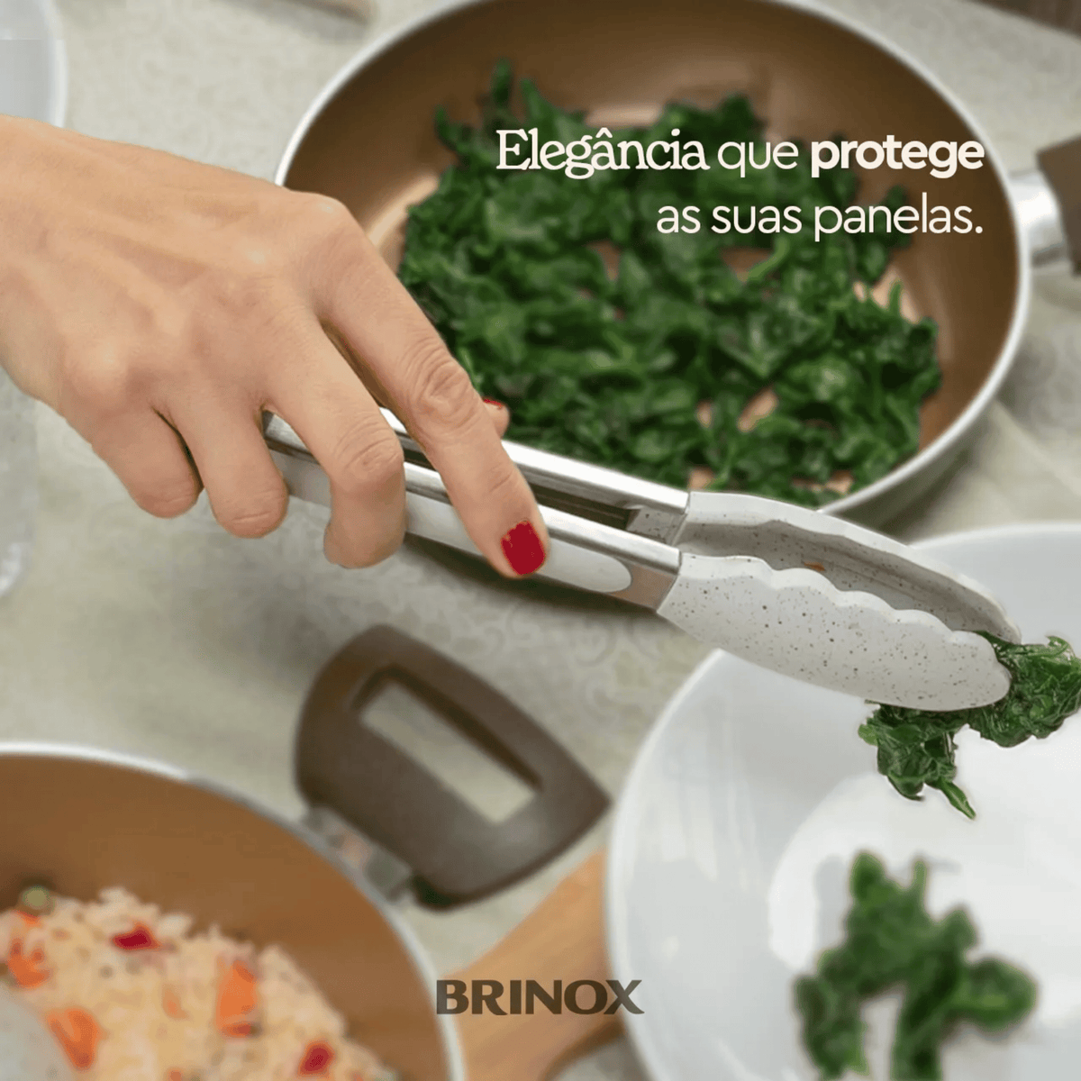 Pegador de Silicone Brinox Flex Cabo em Inox 27cm Vanilla