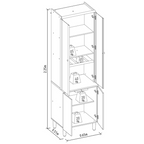 Cristaleira Selene Linea 65cm 4 Portas com LED Jequitibá e Off White